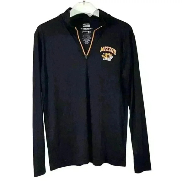 Stadium Athletics Mizzou Tigers Quarter Zip Pullover Black Gold Small - Picture 1 of 4